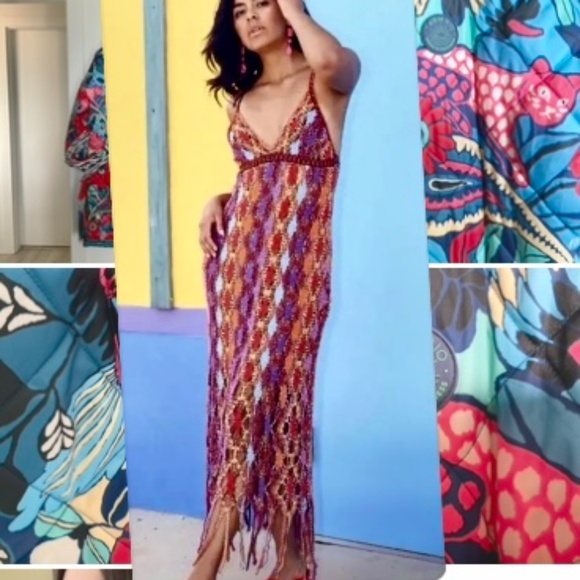 Gorgeous multicoloured crochet dress from Zara with fringe - Picture 1 of 16